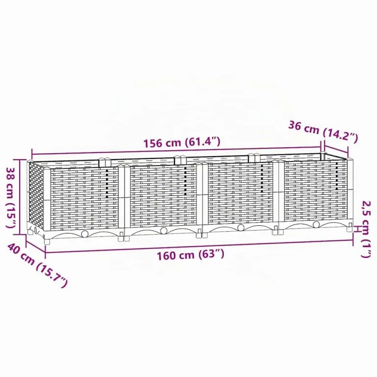 vidaXL Hochbeet, Kräuterbeet Gemüsebeet zum Selber Bauen, Blumenkasten im Rattan-Look, Pflanzkasten für Garten Terrasse Balkon, Polypropylen – Bild 2