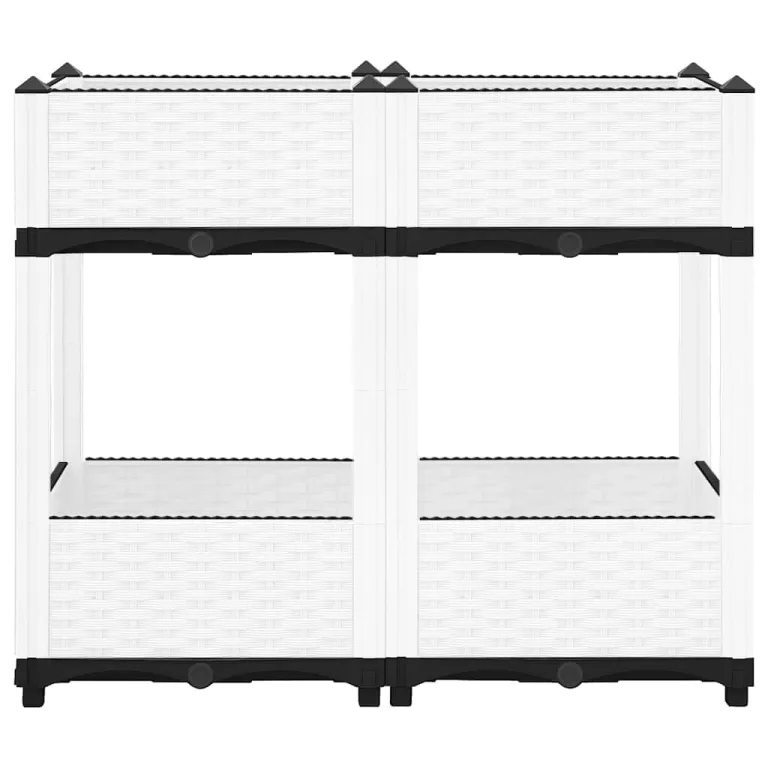 vidaXL Hochbeet, Kräuterbeet Gemüsebeet zum Selber Bauen, Blumenkasten im Rattan-Look, Pflanzkasten für Garten Terrasse Balkon, Polypropylen – Bild 5