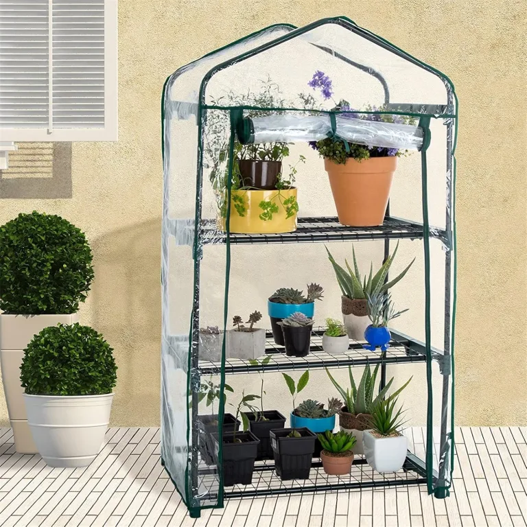 Aewächshaus Abdeckung, Ohne Regal, Aufrollbare Tür Treibhaus Anzuchthaus Gartenhaus, Frühbeet Tomatenhaus Gemüse Gewächshaus, PVC Abdeckung Transparent für Garten Balkon, Foliengewächshaus Gewächshaus – Bild 5