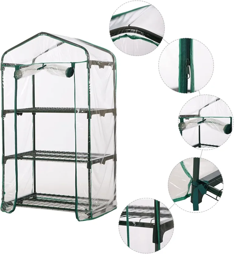 Aewächshaus Abdeckung, Ohne Regal, Aufrollbare Tür Treibhaus Anzuchthaus Gartenhaus, Frühbeet Tomatenhaus Gemüse Gewächshaus, PVC Abdeckung Transparent für Garten Balkon, Foliengewächshaus Gewächshaus – Bild 7