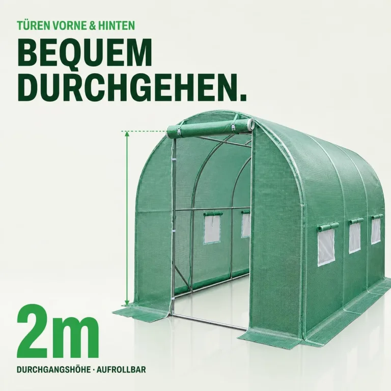 TOM Gewächshaus Foliengewächshaus Folientunnel 175g/m² extra stabil & langlebig – 4 Größen: 2x3m 3x4m 3x6m Gewächshaus mit Erdanker – 2 Türen – Fenster mit Insektenschutz – für Tomaten & Co. – Bild 9