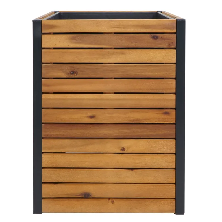 Pflanzkasten HWC-L23, Hochbeet Blumenkasten, Outdoor Akazie Holz FSC®-Zertifiziert Aluminium - 60x42x42cm braun – Bild 8
