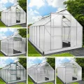 BRAST Gewächshaus Aluminium mit Fundament | 42 Modelle | 130x190x195cm - 490x250x235cm | TÜV geprüft | 6mm Hohlkammerplatten | rostfrei wetterfest temperaturbeständig | 380x250x205cm Grün - Thumbnail 2