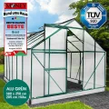 BRAST Gewächshaus Aluminium mit Fundament | 42 Modelle | 130x190x195cm - 490x250x235cm | TÜV geprüft | 6mm Hohlkammerplatten | rostfrei wetterfest temperaturbeständig | 380x250x205cm Grün - Thumbnail 3