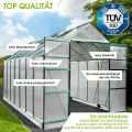 BRAST Gewächshaus Aluminium mit Fundament | 42 Modelle | 130x190x195cm - 490x250x235cm | TÜV geprüft | 6mm Hohlkammerplatten | rostfrei wetterfest temperaturbeständig | 430x250x235cm Grün - Thumbnail 4