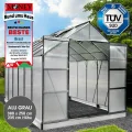 BRAST Gewächshaus Aluminium mit Fundament | 42 Modelle | 130x190x195cm - 490x250x235cm | TÜV geprüft | 6mm Hohlkammerplatten | rostfrei wetterfest temperaturbeständig | 380x250x235cm Grau - Thumbnail 3