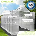 BRAST Gewächshaus Aluminium mit Fundament | 42 Modelle | 130x190x195cm - 490x250x235cm | TÜV geprüft | 6mm Hohlkammerplatten | rostfrei wetterfest temperaturbeständig | 490x250x235cm Silber - Thumbnail 4