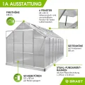 BRAST Gewächshaus Aluminium mit Fundament | 42 Modelle | 130x190x195cm - 490x250x235cm | TÜV geprüft | 6mm Hohlkammerplatten | rostfrei wetterfest temperaturbeständig | 490x250x235cm Silber - Thumbnail 7