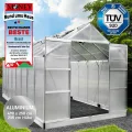 BRAST Gewächshaus Aluminium mit Fundament | 42 Modelle | 130x190x195cm - 490x250x235cm | TÜV geprüft | 6mm Hohlkammerplatten | rostfrei wetterfest temperaturbeständig | 490x250x235cm Silber - Thumbnail 3