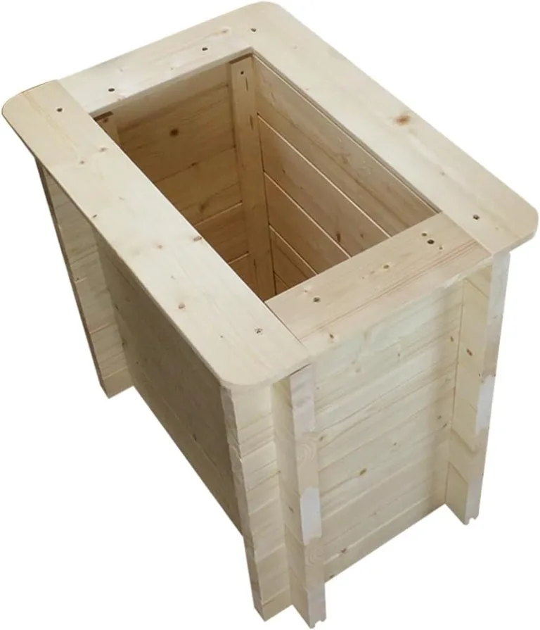 TIMBELA Hochbeet Holz - 58x38xH57 cm - Blumenbeet für Garten - Kräuterbeet - Pflanzkasten Holz - Hochbeet Balkon Garten Terrasse - Solid 28 mm Pine/Spruce Wood M611 – Bild 6