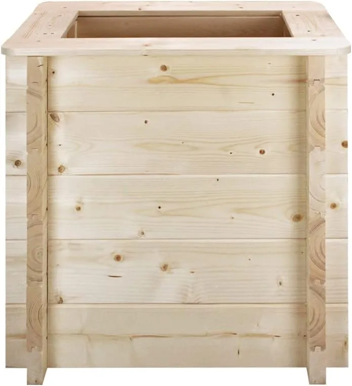 TIMBELA Hochbeet Holz - 58x38xH57 cm - Blumenbeet für Garten - Kräuterbeet - Pflanzkasten Holz - Hochbeet Balkon Garten Terrasse - Solid 28 mm Pine/Spruce Wood M611 – Bild 3