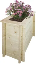 TIMBELA Hochbeet Holz - 58x38xH57 cm - Blumenbeet für Garten - Kräuterbeet - Pflanzkasten Holz - Hochbeet Balkon Garten Terrasse - Solid 28 mm Pine/Spruce Wood M611 - Thumbnail 9