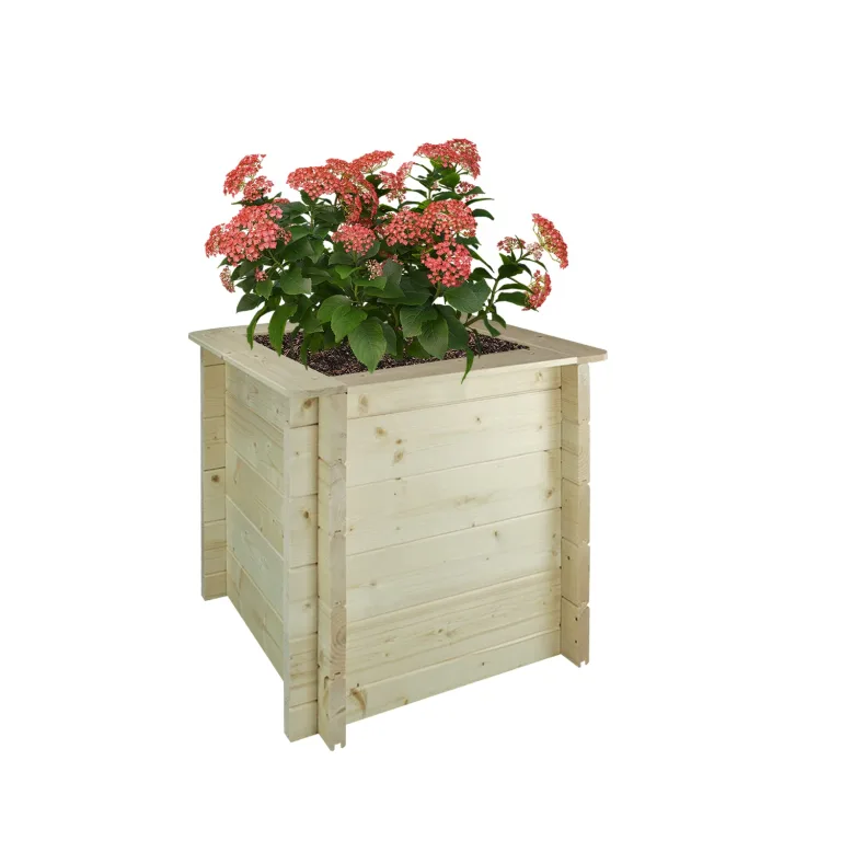 TIMBELA Hochbeet Holz - 78x38xH57 cm - Blumenbeet für Garten - Kräuterbeet - Pflanzkasten Holz - Hochbeet Balkon Garten Terrasse - Solid 28 mm Pine/Spruce Wood M612 – Bild 9