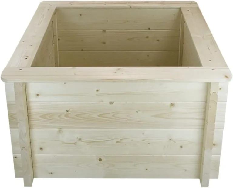 TIMBELA Hochbeet Holz - 78x78xH46 cm - Blumenbeet für Garten - Kräuterbeet - Pflanzkasten Holz - Hochbeet Balkon Garten Terrasse - Solid 28 mm Pine/Spruce Wood M620 – Bild 5
