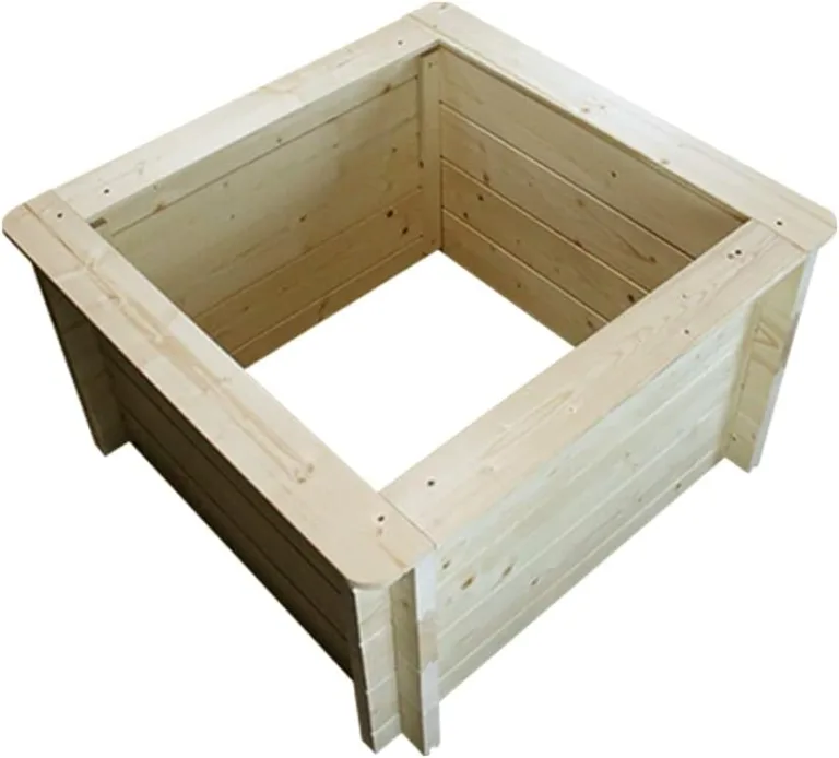 TIMBELA Hochbeet Holz - 78x78xH46 cm - Blumenbeet für Garten - Kräuterbeet - Pflanzkasten Holz - Hochbeet Balkon Garten Terrasse - Solid 28 mm Pine/Spruce Wood M620 – Bild 6