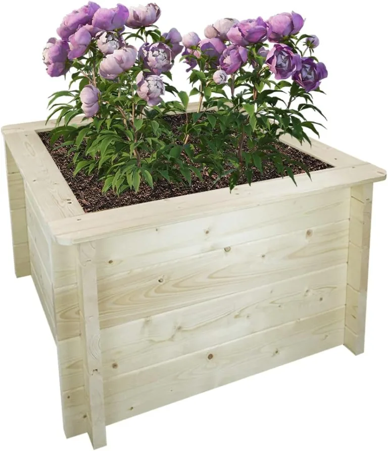 TIMBELA Hochbeet Holz - 78x78xH46 cm - Blumenbeet für Garten - Kräuterbeet - Pflanzkasten Holz - Hochbeet Balkon Garten Terrasse - Solid 28 mm Pine/Spruce Wood M620 – Bild 1