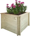 TIMBELA Hochbeet Holz - 58x58xH35 cm - Blumenbeet für Garten - Kräuterbeet - Pflanzkasten Holz - Hochbeet Balkon Garten Terrasse - Solid 28 mm Pine/Spruce Wood M616 - Thumbnail 8
