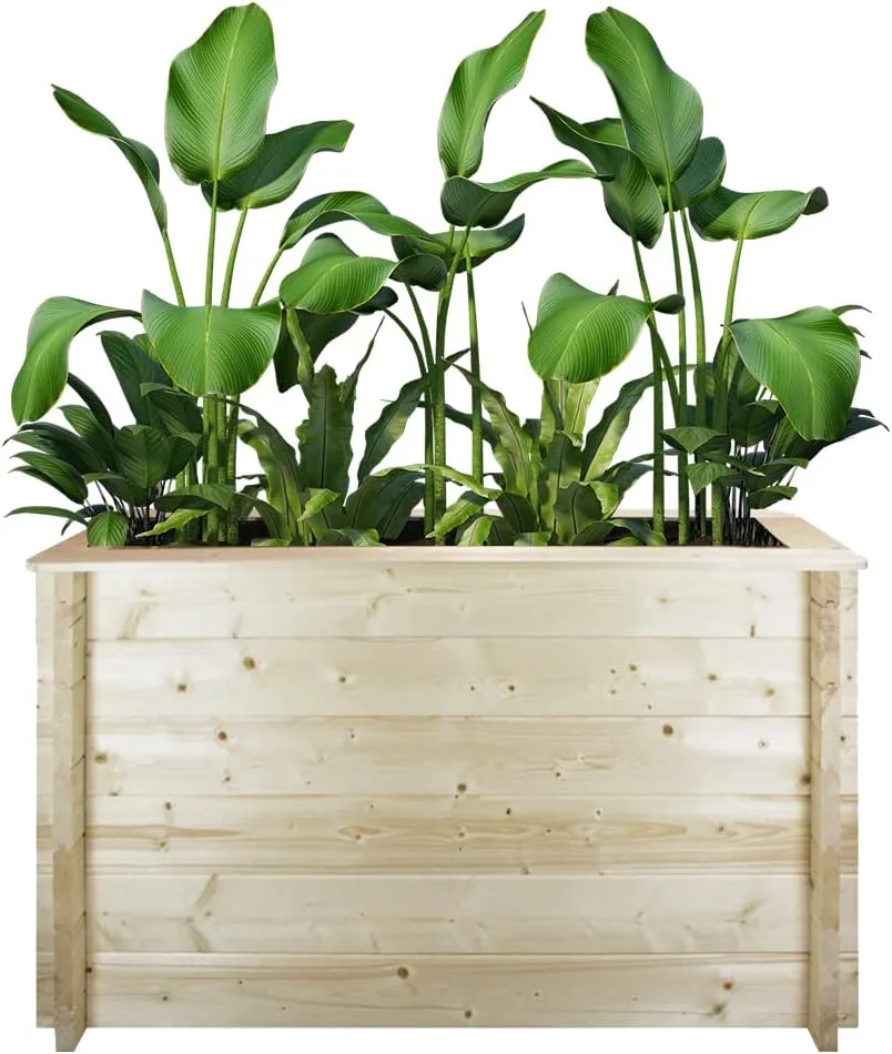 TIMBELA Hochbeet Holz - 118x38xH69 cm - Blumenbeet für Garten - Kräuterbeet - Pflanzkasten Holz - Hochbeet Balkon Garten Terrasse - Solid 28 mm Pine/Spruce Wood M615 - Bild 1