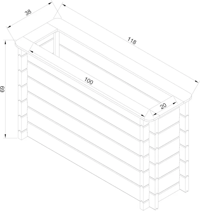 TIMBELA Hochbeet Holz - 118x38xH69 cm - Blumenbeet für Garten - Kräuterbeet - Pflanzkasten Holz - Hochbeet Balkon Garten Terrasse - Solid 28 mm Pine/Spruce Wood M615 – Bild 6