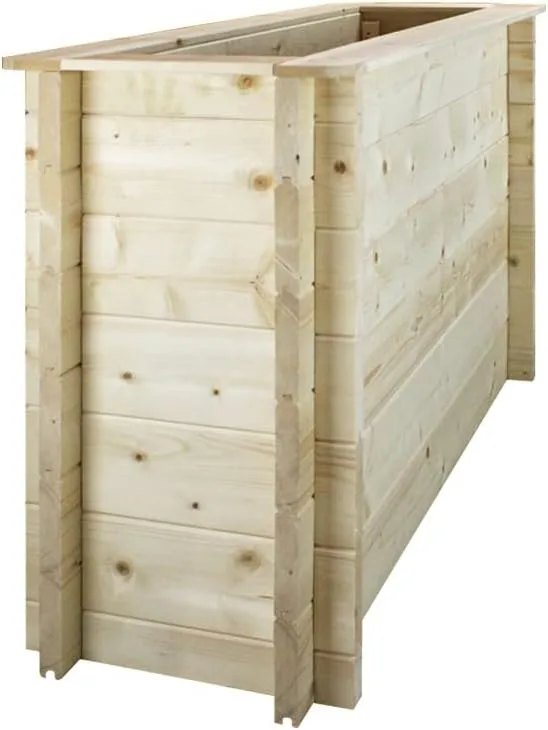 TIMBELA Hochbeet Holz - 118x38xH69 cm - Blumenbeet für Garten - Kräuterbeet - Pflanzkasten Holz - Hochbeet Balkon Garten Terrasse - Solid 28 mm Pine/Spruce Wood M615 – Bild 3