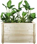 TIMBELA Hochbeet Holz - 118x38xH69 cm - Blumenbeet für Garten - Kräuterbeet - Pflanzkasten Holz - Hochbeet Balkon Garten Terrasse - Solid 28 mm Pine/Spruce Wood M615 - Thumbnail 1