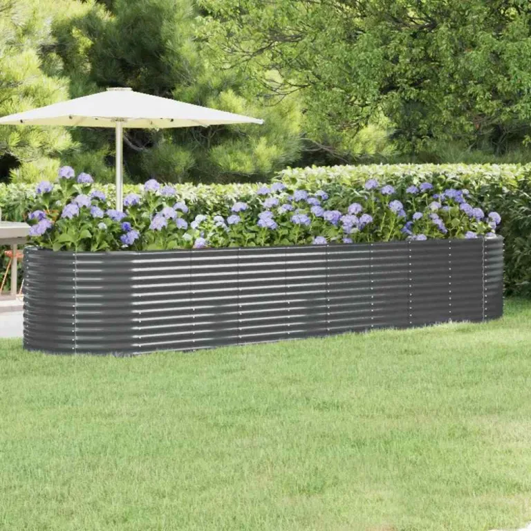 vidaXL Hochbeet, Wetterfestes Hochbeet für Garten Balkon Terrasse, Kräuterhochbeet zum Selber Bauen, Pflanzkasten aus Metall, Pulverbeschichteter Stahl Anthrazit – Bild 2