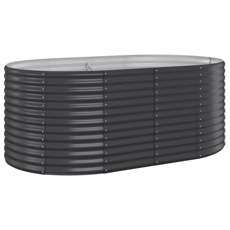 vidaXL Hochbeet, Wetterfestes Hochbeet für Garten Balkon Terrasse, Kräuterhochbeet zum Selber Bauen, Pflanzkasten aus Metall, Pulverbeschichteter Stahl Anthrazit – Bild 10