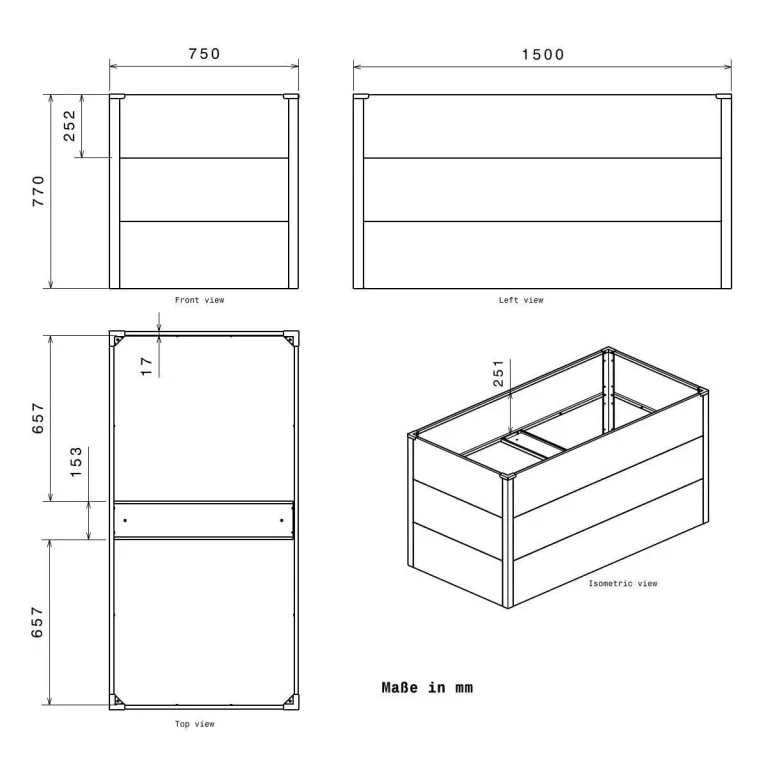 Metzler Hochbeet für den Garten – Stahl in Holzoptik & Anthrazit | Witterungsbeständiges Metall-Gartenbeet, Pflanzenbeet, Blumenhochbeet | 150 x 75 x 77 cm – Bild 10