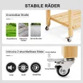 RELAX4LIFE Hochbeet mit Rollen, Gartenbeet aus Tannenholz, Pflanzkasten mit Ablage, Ablauflöchern & Abdeckfolie, Pflanzbeet Blumenkübel Kräuterbeet für Garten Balkon Terrasse, 120 x 59 x 84 cm, Natur - Thumbnail 3
