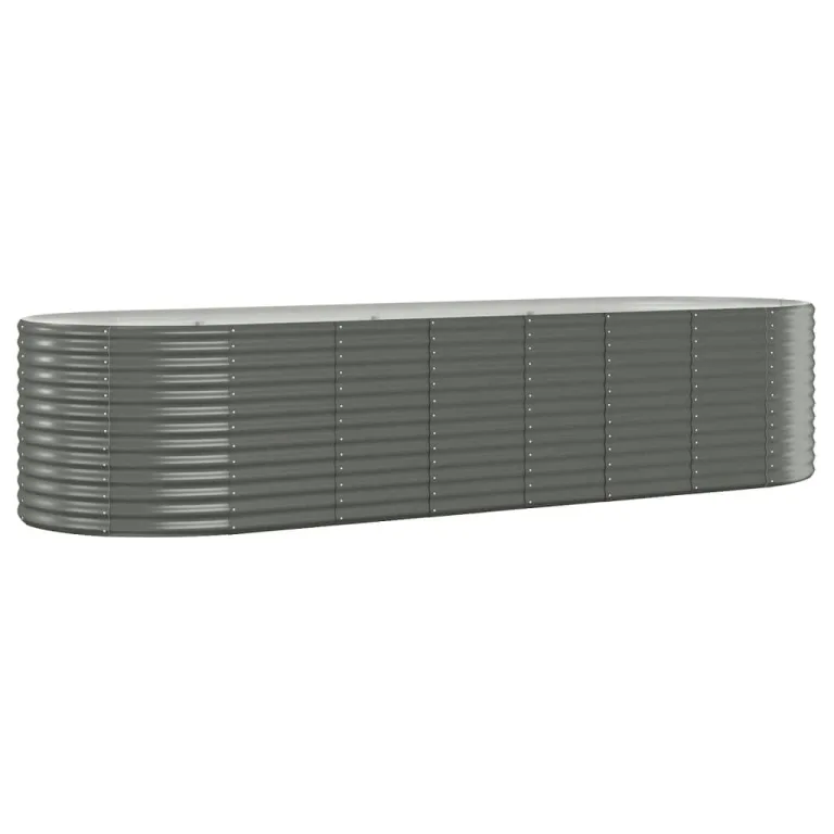 vidaXL Hochbeet, Wetterfestes Hochbeet für Garten Balkon Terrasse, Kräuterhochbeet zum Selber Bauen, Pflanzkasten aus Metall, Pulverbeschichteter Stahl Grau – Bild 7
