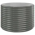 vidaXL Hochbeet, Wetterfestes Hochbeet für Garten Balkon Terrasse, Kräuterhochbeet zum Selber Bauen, Pflanzkasten aus Metall, Pulverbeschichteter Stahl Grau - Thumbnail 8