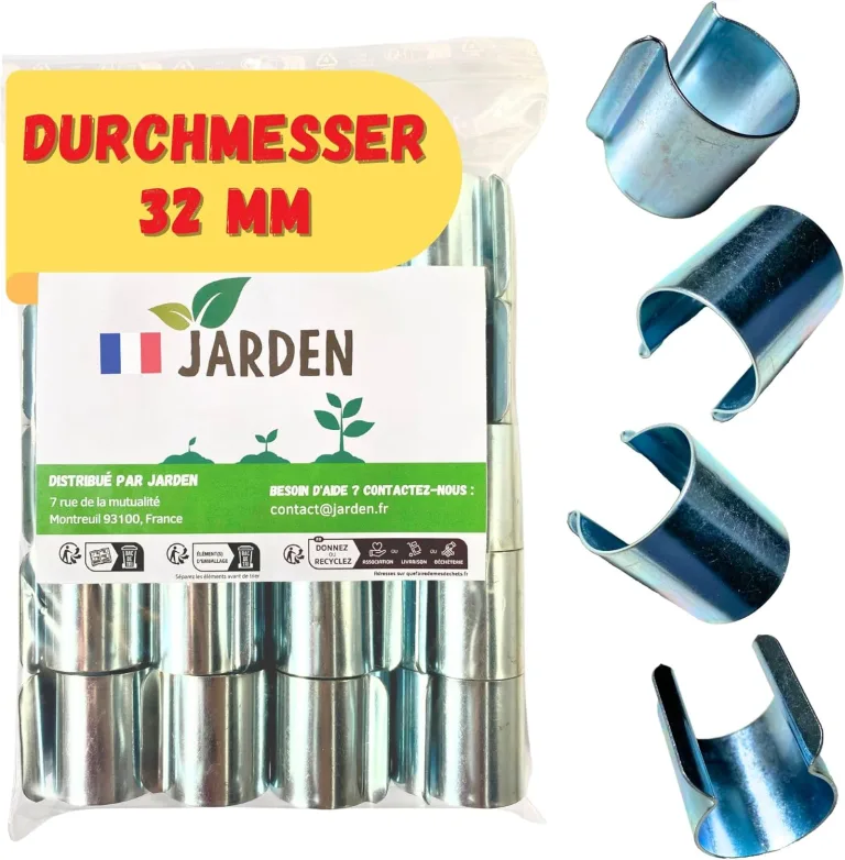 JARDEN© Set mit 20 Gewächshaus Klammern 32mm - Verzinkte Clips für Gewächshäuser - Metallklammern für Folien, Zubehör Gewächshaus - Sturmsichere Befestigung – Bild 1