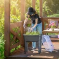 KADAX Gewächshaus auf Beinen, 30L aus Kunststoff, Anzuchttopf mit Abdeckung mit Lüftungsöffnungen, Kräuterbeet für Balkon Garten und Terrasse (Kunststoff 60cm, Anthrazit) - Thumbnail 3