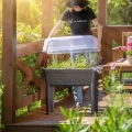 KADAX Gewächshaus auf Beinen, 42L aus Kunststoff, Anzuchttopf mit Abdeckung mit Lüftungsöffnungen, Kräuterbeet für Balkon Garten und Terrasse (Kunststoff 75cm, Anthrazit) - Thumbnail 3