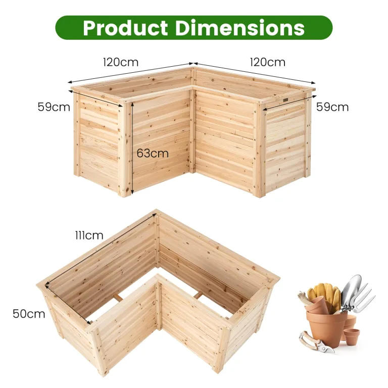 RELAX4LIFE Hochbeet Holz, Blumenbeet ohne Bodenplatte, Pflanzkasten Anzuchtbeet, Pflanzenbeet Frühbeet Gemüsebeet für Balkom Terrasse Garten Outdoor (L-formig) – Bild 6