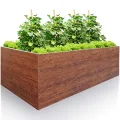 Hochbeet für Garten 170x85x63 cm Metall, Holzoptik - Hochbeet-Kit aus Premium-Polymerbeschichtetem Stahl, Rechteckig, Langlebiges Gartenbeet für Kräuter und Gemüse mit Maulwurfnetz - Thumbnail 1