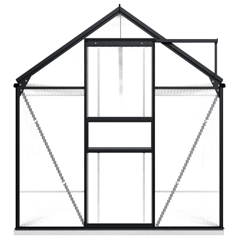 HOMIUSE Gewächshaus mit Fundamentrahmen Anthrazit Aluminimum 7,03 m³ 190x370x202 cm Gewächshaus Glas Balkon Gewächshaus Winterfest Gewächshaus Heizung Gewächshäuser Gewächshaus Groß Glashaus – Bild 2