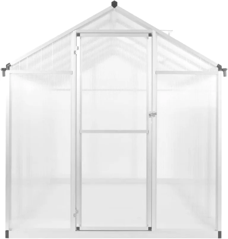 Gewächshaus Aluminium 362x190x195 cm 13,41 m³ Groß Glas Anlehngewächshaus Winterfest Heizung Tomatenhaus Glashaus Smart Garden – Bild 3