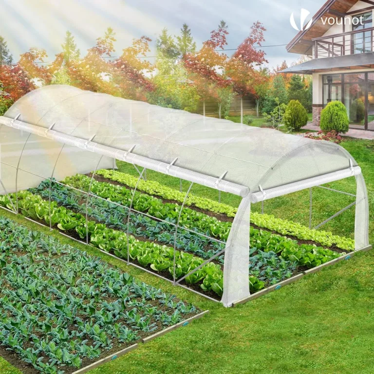 VOUNOT® Gewächshaus Foliengewächshaus, Seitenwände Aufrollbar Winterfest, Tomatenhaus Folientunnel, 6x3x2m 18m², Weiß – Bild 4