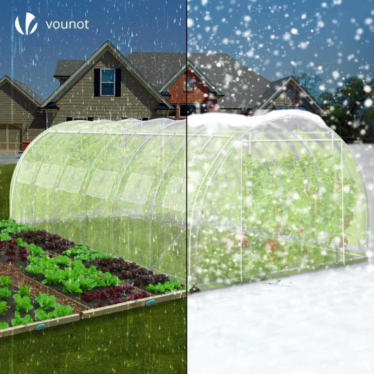 VOUNOT® Gewächshaus Foliengewächshaus, Seitenwände Aufrollbar Winterfest, Tomatenhaus Folientunnel, 6x3x2m 18m², Weiß – Bild 5