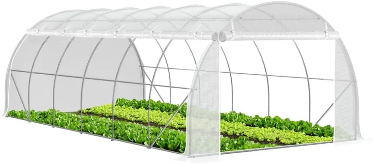 VOUNOT® Gewächshaus Foliengewächshaus, Seitenwände Aufrollbar Winterfest, Tomatenhaus Folientunnel, 6x3x2m 18m², Weiß – Bild 1