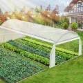 VOUNOT® Gewächshaus Foliengewächshaus, Seitenwände Aufrollbar Winterfest, Tomatenhaus Folientunnel, 6x3x2m 18m², Weiß - Thumbnail 4