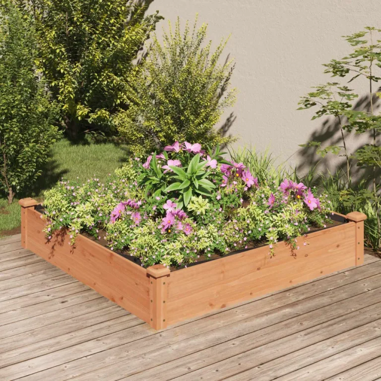 vidaXL Hochbeet, Pflanzbeet mit Einsatz, Pflanzkübel für Blumen Obst Gemüse, Kräuterbeet Gemüsebeet für Garten Balkon Terrasse, Braun Massivholz Tanne – Bild 2
