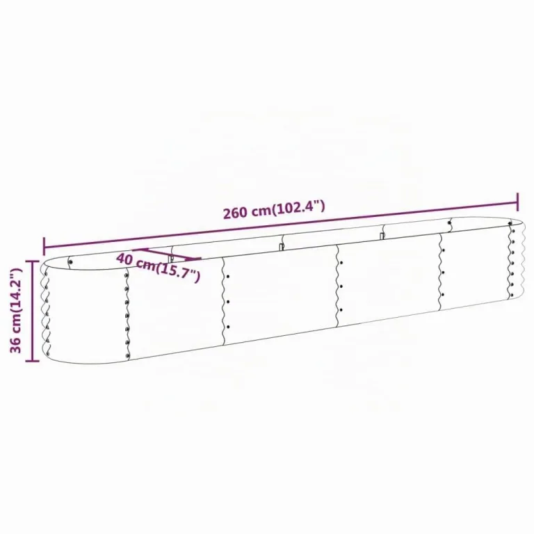 vidaXL Hochbeet Verzinkter Stahl 260x40x36 cm Grau – Bild 3