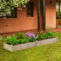 COSTWAY Hochbeet Gartenbeet Holz, 240 x 60 x 25 cm, Pflanzkasten für Gemüse, Blumen, Kräuter, Früchte, Blumenkasten Blumenbeet Kräuterbeet Pflanzbeet, für Hinterhof, Garten, Rasen (Natur) - Thumbnail 8