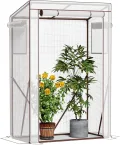 Amopatio Foliengewächshaus Überwinterungszelt 160x180cm, Gewächshaus für Pflanzen, Tomatengewächshaus mit verstärkter PE-Abdeckung/Mesh-Fenster/Rolltor/Geschliffene Nägel, Wetterfest Pflanzenhaus - Thumbnail 8