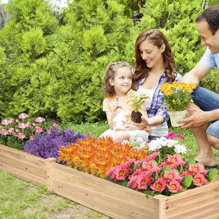 GOPLUS Hochbeet aus Tannenholz, Gartenbeet mit 2 Pflanzkästen & Trennwänden, Blumenkasten mit offenem Boden, Pflanzbeet Pflanzkasten Pflanzkübel für Blumen, Gemüse & Obst, 240 x 60 x 25 cm – Bild 8
