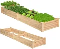 GOPLUS Hochbeet aus Tannenholz, Gartenbeet mit 2 Pflanzkästen & Trennwänden, Blumenkasten mit offenem Boden, Pflanzbeet Pflanzkasten Pflanzkübel für Blumen, Gemüse & Obst, 240 x 60 x 25 cm - Thumbnail 1