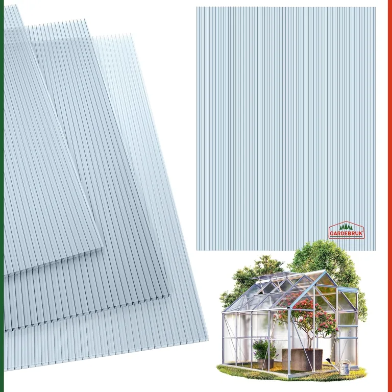 GARDEBRUK® 10x Doppelstegplatten 6mm Zuschneidbar 121x60,5cm Polycarbonat 7,3m² UV-beständig Klar Hohlkammerplatten Gewächshaus Platten Stegplatten – Bild 6