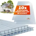 GARDEBRUK® 10x Doppelstegplatten 6mm Zuschneidbar 121x60,5cm Polycarbonat 7,3m² UV-beständig Klar Hohlkammerplatten Gewächshaus Platten Stegplatten - Thumbnail 1